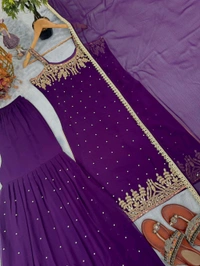 Trending Party Wear Sleeveless Suit - Purple, L