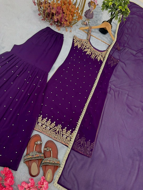 Trending Party Wear Sleeveless Suit - Purple, L