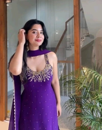 Trending Party Wear Sleeveless Suit - Purple, XL