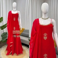 Partywear Sleeveless Sharara Suit - M