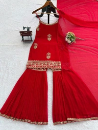 Partywear Sleeveless Sharara Suit - M