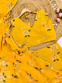 Haldi Function Ready To Wear Lehenga Saree - Free Size Upto 42in Margin 44in