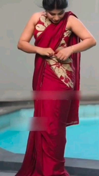 Ready To Wear Saree With Pocket - Bright Red
