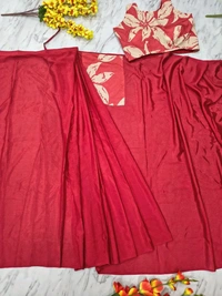 Ready To Wear Saree With Pocket - Bright Red