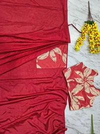 Ready To Wear Saree With Pocket - Bright Red