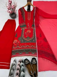 Designer Faux Georgette Salwar Suit (M-6XL Size) - M