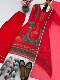 Designer Faux Georgette Salwar Suit (M-6XL Size) - 4XL