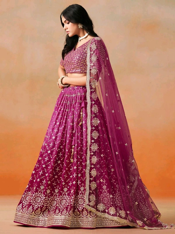 Bridal Wear Heavy Semi Stiched Lehenga - Semi Stiched Upto 44inch, Pink