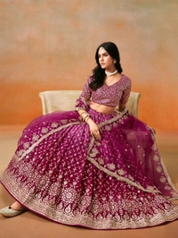 Bridal Wear Heavy Semi Stiched Lehenga - Semi Stiched Upto 44inch, Pink