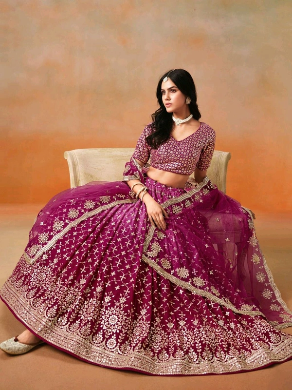 Bridal Wear Heavy Semi Stiched Lehenga - Semi Stiched Upto 44inch, Pink