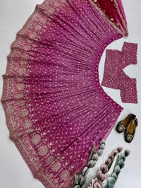 Bridal Wear Heavy Semi Stiched Lehenga - Semi Stiched Upto 44inch, Pink