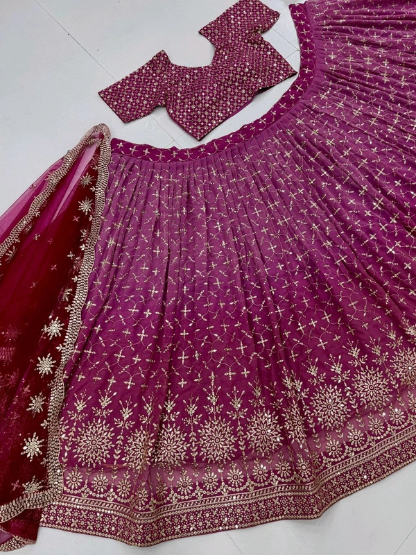 Bridal Wear Heavy Semi Stiched Lehenga - Semi Stiched Upto 44inch, Pink