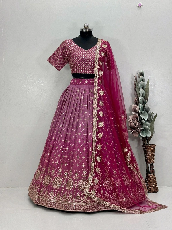 Bridal Wear Heavy Semi Stiched Lehenga - Semi Stiched Upto 44inch, Pink