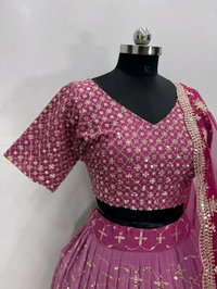 Bridal Wear Heavy Semi Stiched Lehenga - Semi Stiched Upto 44inch, Pink