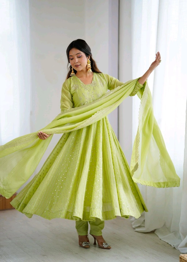 Fully Flair Crunchy Silk Anarkali Suit - XL
