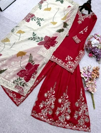 Partywear Heavy Chinon Silk Sharara Suit - XXL