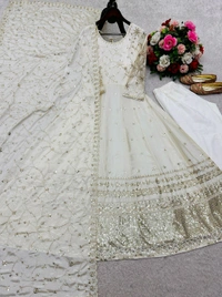 Festive Special Heavy Dola Silk Anarkali Gown With Pent and Dupatta Set - XL