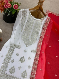 Heavy Georgette Partywear Sharara Suit - M, White
