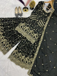 Heavy Chinon Silk Partywear Plazzo Suit - XL