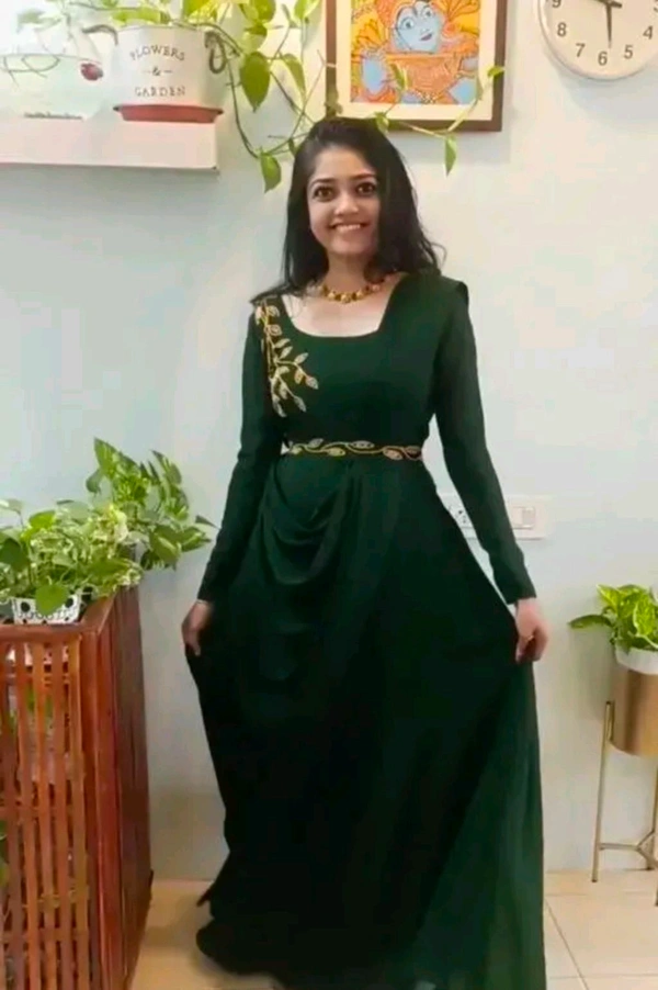 Hot Selling Gown With Belt and Dupatta - M