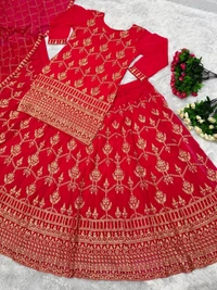 Karwa Chauth Special Indo Western Lehenga - Semi Stiched Upto 44inch