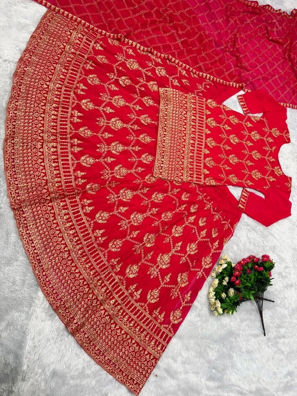 Karwa Chauth Special Indo Western Lehenga - Semi Stiched Upto 44inch