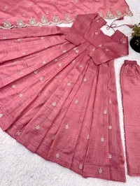 Designer Partywear Anarkali Gown With Pant and Dupatta Set - XXL
