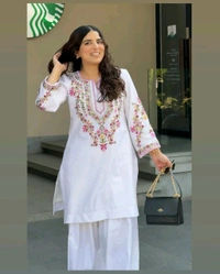 Designer Farsi Kurti With Pant and Dupatta Set - L