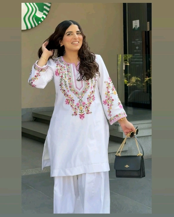 Designer Farsi Kurti With Pant and Dupatta Set - L