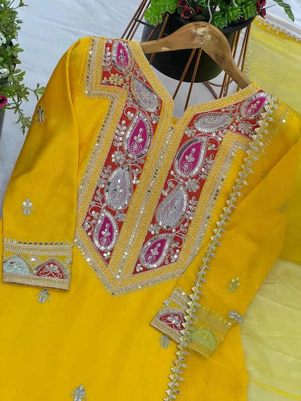 Haldi Special Heavy Embroidery Work Gharara Suit - XXL