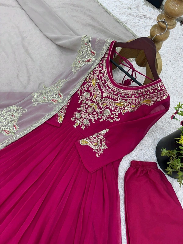 Designer Embroidery Work Anarkali Suit - Hibiscus, M
