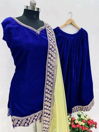 Partywear Sleeveless Velvet Sharara Suit - XXL