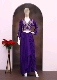 Indo Western Blouse + Dhoti Outfit - Free Size Upto 42inch Margin 44