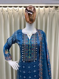 Real Mirror + Diamond Work Plazzo Suit - XXL