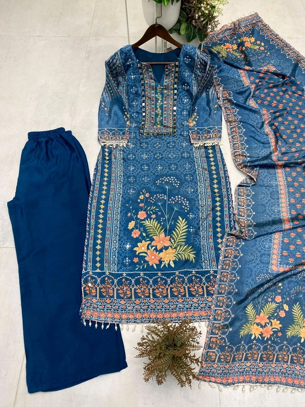 Real Mirror + Diamond Work Plazzo Suit - XXL