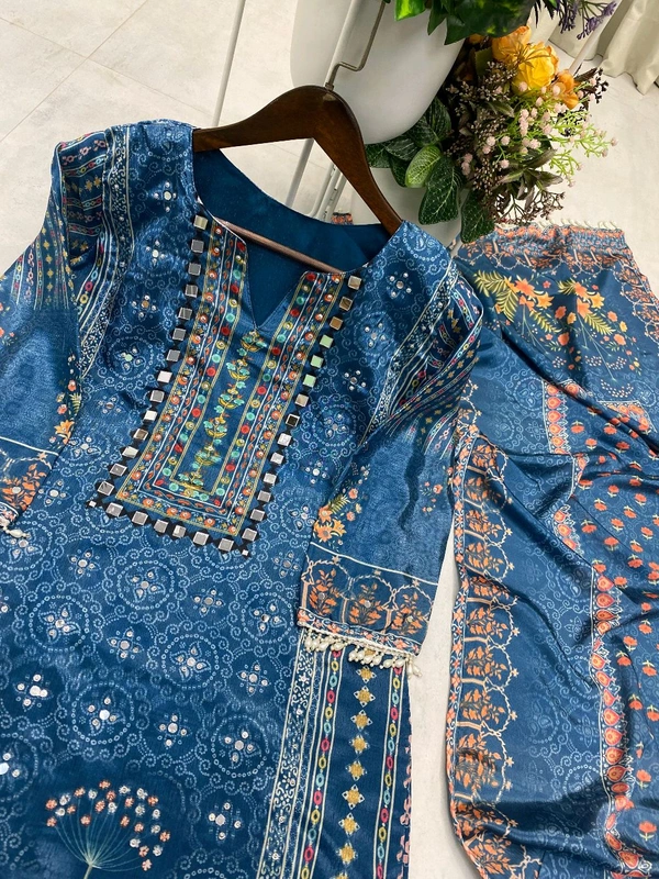 Real Mirror + Diamond Work Plazzo Suit - XXL