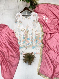 Designer Embroidery Work Farsi Salwar Suit - XL
