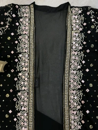 Trendy Gown With Koti and Dupatta Set - Black, L