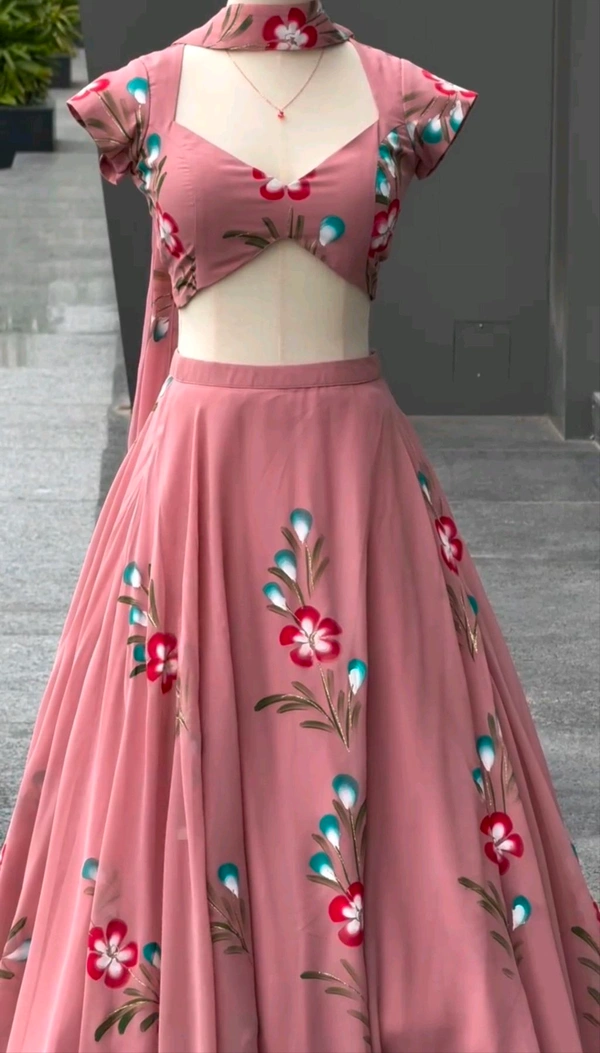 Fully Stiched Hand Painted Lehnga - Free Size Upto 38inch