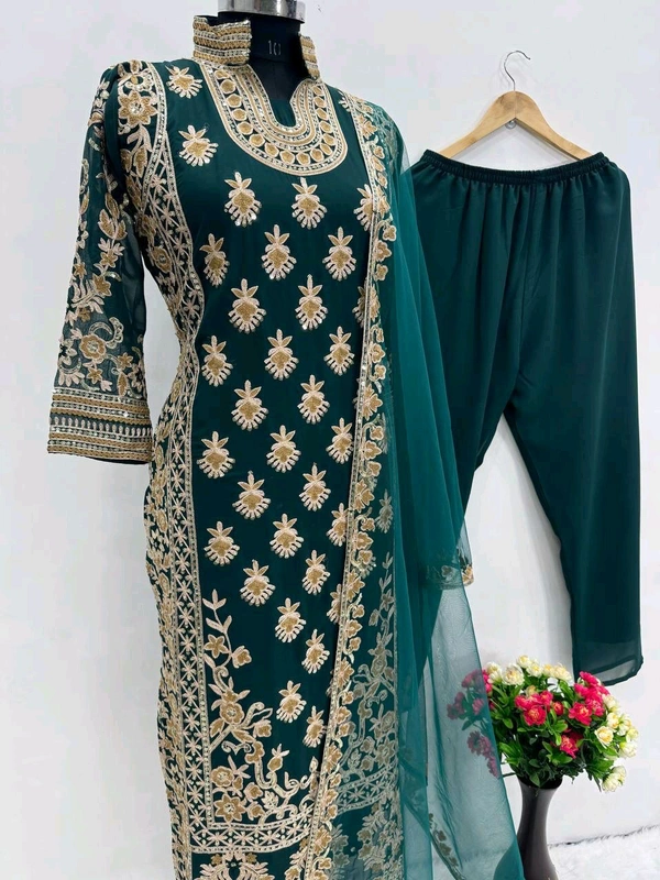 Heavy Work Fully Stiched Pakistani Suit - Free Size Upto 42inch