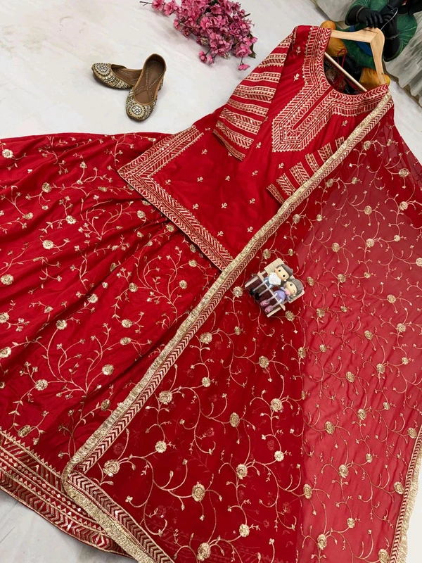 Celebrity Style Indo Western Lehenga Set in Taffeta Silk - XXL