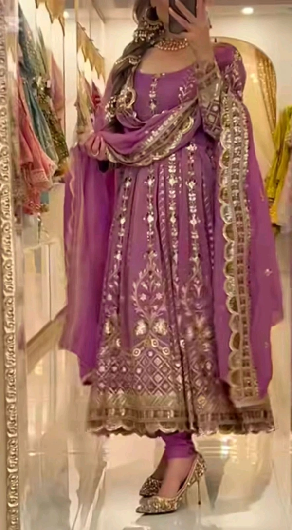Heavy Chinon Silk Anarkali Suit - XL