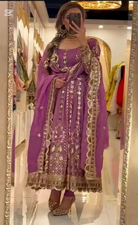 Heavy Chinon Silk Anarkali Suit - XL