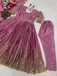 Heavy Chinon Silk Anarkali Suit - XL