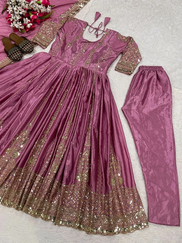Heavy Chinon Silk Anarkali Suit - XL