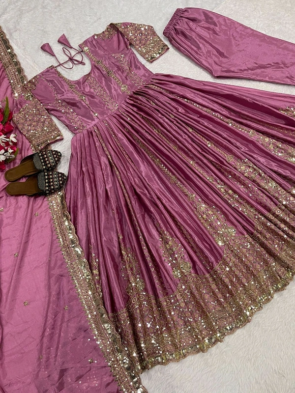 Heavy Chinon Silk Anarkali Suit - XL