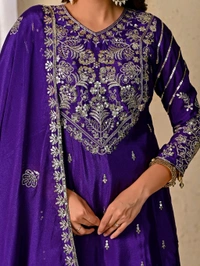 Heavy Chinon Silk Readymade Indo Western Lehenga - XL