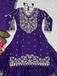 Heavy Chinon Silk Readymade Indo Western Lehenga - XL