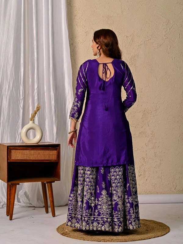 Heavy Chinon Silk Readymade Indo Western Lehenga - XXL