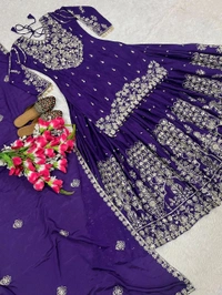 Heavy Chinon Silk Readymade Indo Western Lehenga - XXL